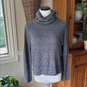 Women's Madewell Black and White Speckled Cowl Neck Sweater Size Medium